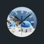 Santorini Greece Round Clock<br><div class="desc">artist`s original photo</div>
