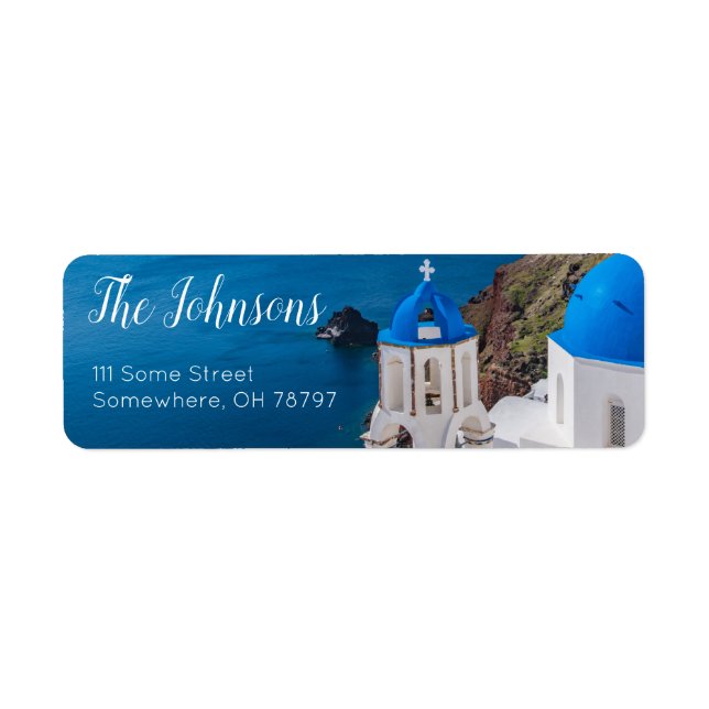 Santorini Greece Scenic Address Labels Greek (Front)