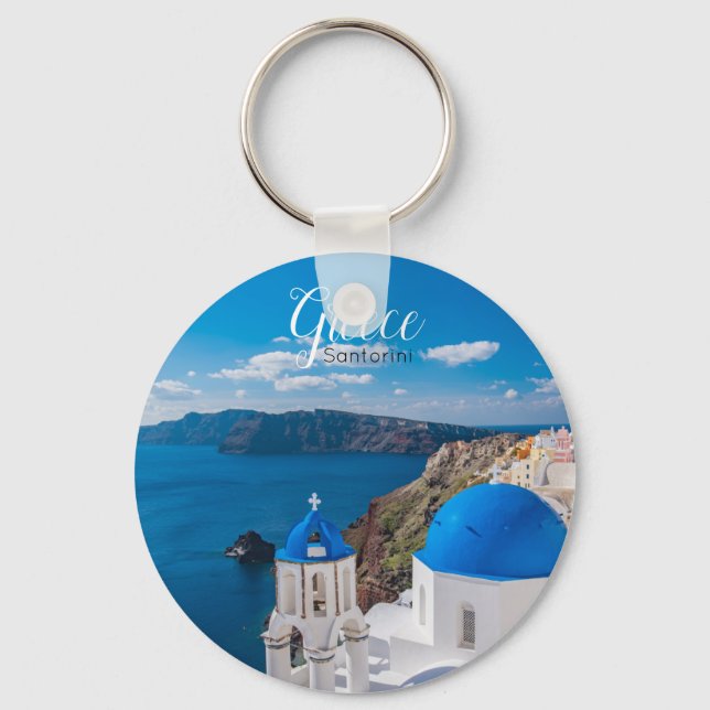 Santorini Greece Souvenir Keychain (Front)