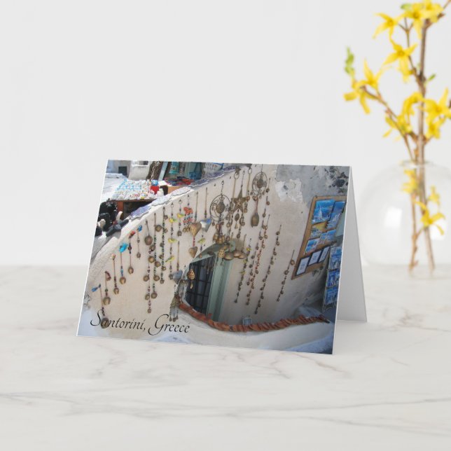 Santorini, Greece Souvenirs - card (Yellow Flower)