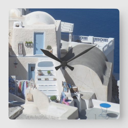 Santorini Greece Square Wall Clock