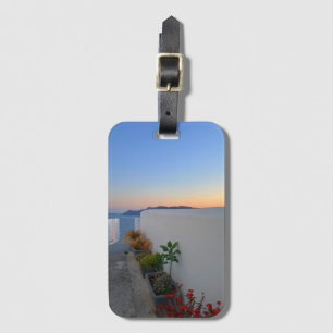 Santorini Greece Street Plants Sunset  Luggage Tag
