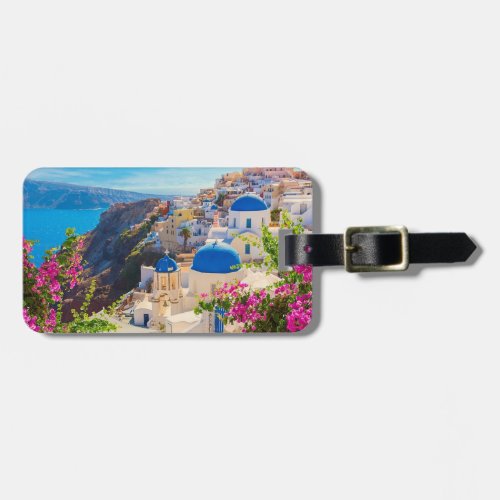 Santorini Greece stylized Luggage Tag