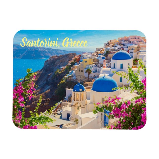 Santorini Greece stylized Magnet (Horizontal)