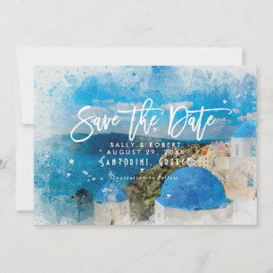 Santorini greece summer wedding save the date card