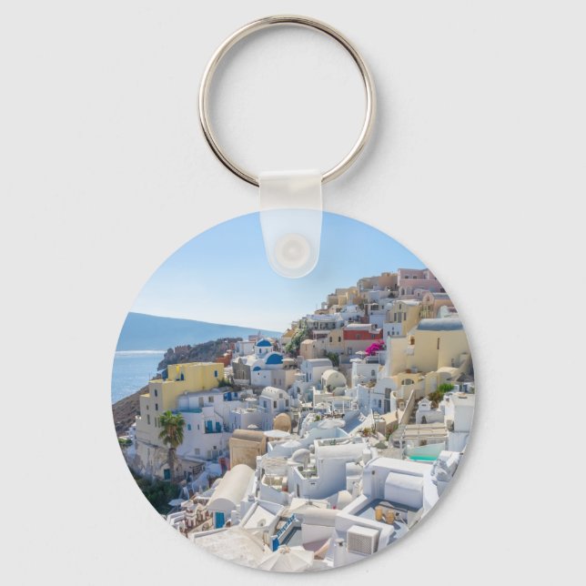 Santorini Greece -  sunny-summer day in Santorini Keychain (Front)