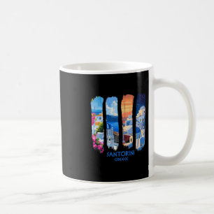 Santorini Greece Thira Brushstroke Travel Souvenir Coffee Mug