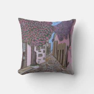 Santorini Greece Throw Pillow