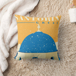 Santorini Greece Throw Pillow