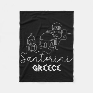 Santorini Greece Travel Destination Summer Family Fleece Blanket