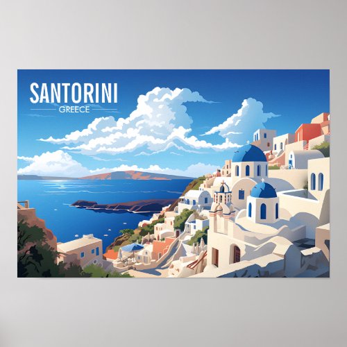 Santorini Greece Travel  Greek Island   Poster