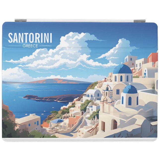 Santorini Greece Travel Poster iPad Air Cover (Horizontal)