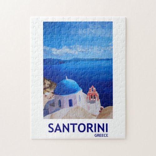 Santorini Greece Travel Poster Jigsaw Puzzle