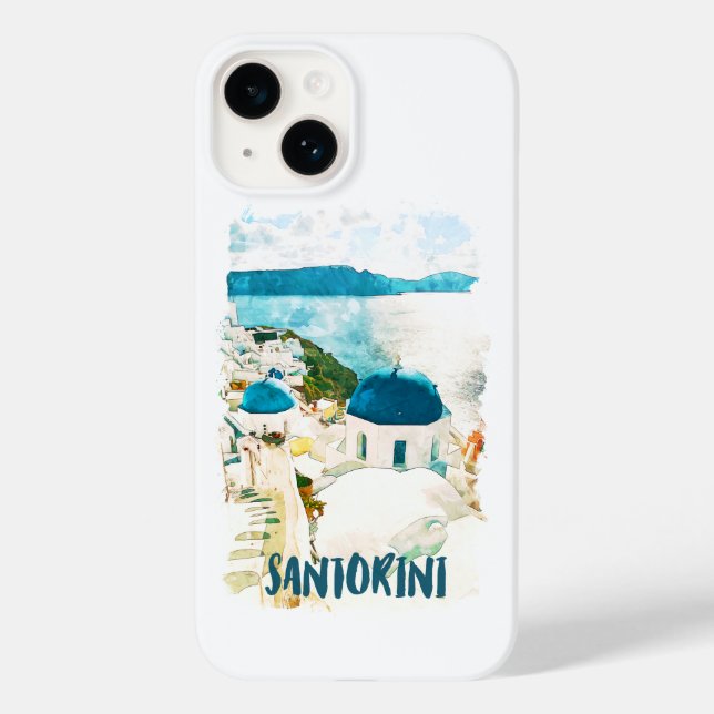 Santorini Greece Travel Watercolor  Case-Mate iPhone Case (Back)