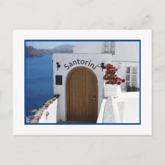 SANTORINI, GREECE/ TYPICAL WHITE ARCHITECTURE/SEA 