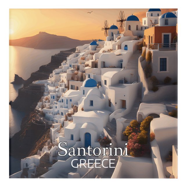 Santorini, Greece: Unforgettable Vacation Paradise Acrylic Print (Front)