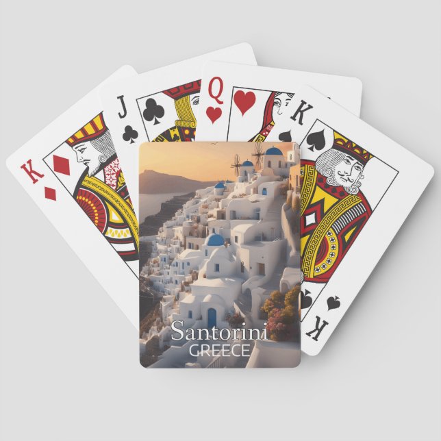 Santorini, Greece: Unforgettable Vacation Paradise Poker Cards (Back)