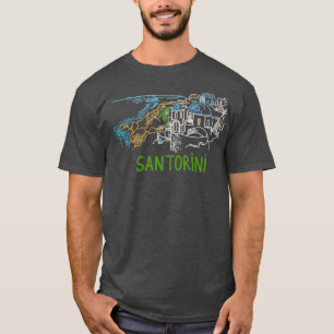 Santorini Greece Unique Hand Drawn Art Gift Men T-Shirt