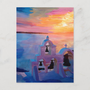 Santorini Greece View from Oia during Sunset Postcard