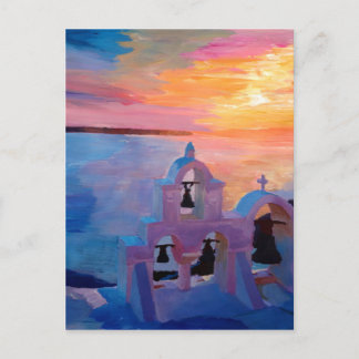 Santorini Greece View from Oia during Sunset Postcard
