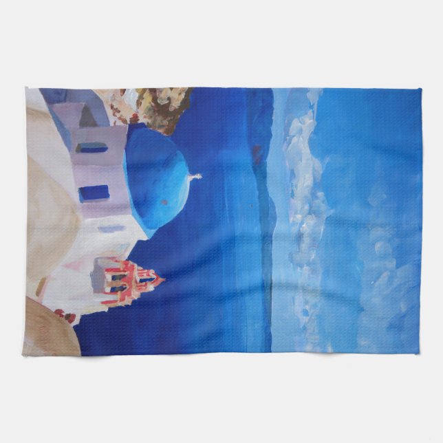 Santorini, Greece - View from Oia Kitchen Towel (Horizontal)