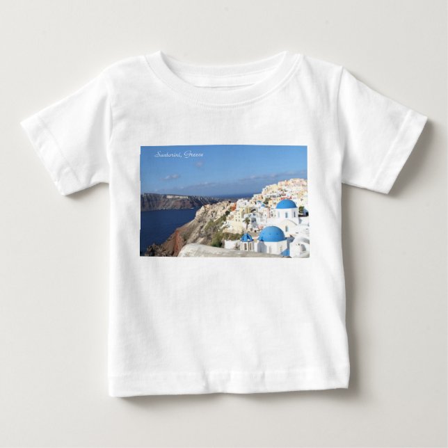 Santorini, Greece, Village-Oia, Photography, Blue Baby T-Shirt (Front)