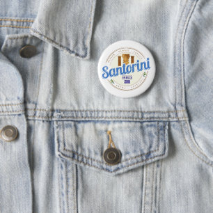Santorini Greece Vintage Aegean Cyclades Island Button