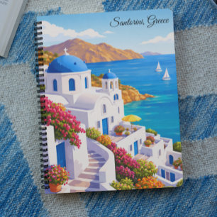 Santorini Greece Vintage Europe Vacation Travel Notebook