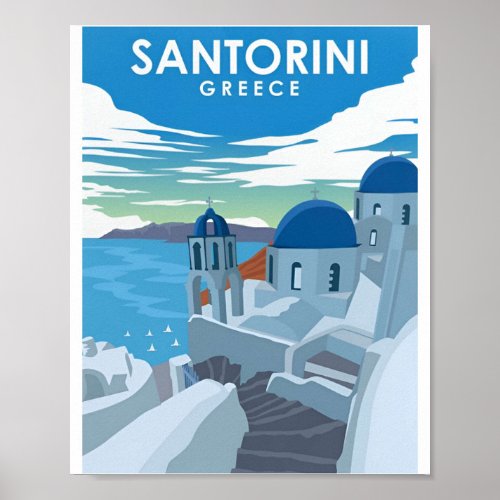 Santorini Greece Vintage Greece Travel Posters