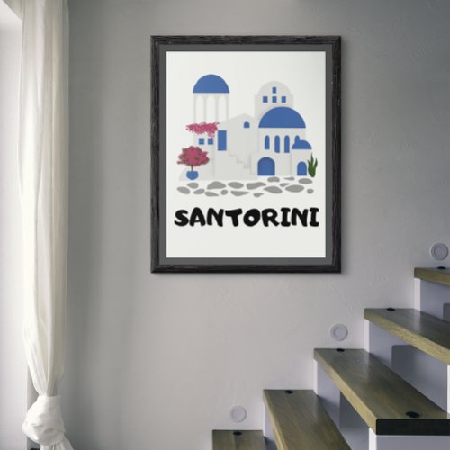 Santorini Greece Vintage   Poster