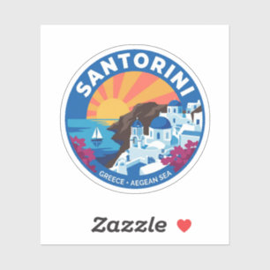 Santorini Greece Vintage Sunset Travel Sticker