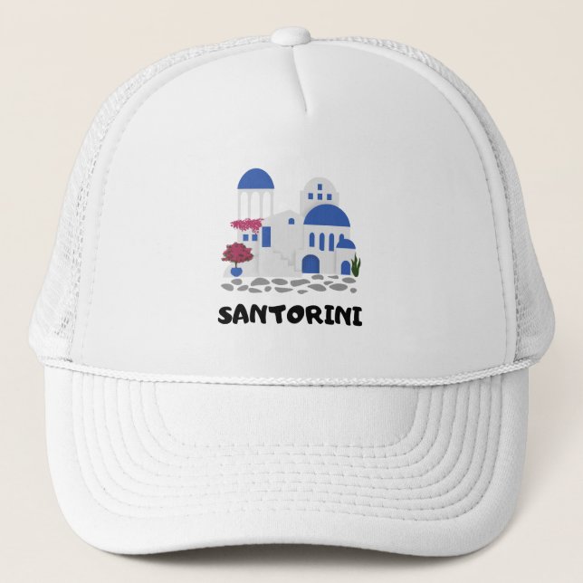 Santorini Greece Vintage Trucker Hat (Front)