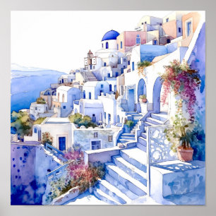 Santorini Greece Wall Art Square Poster