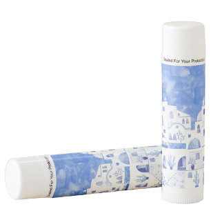 Santorini Greece Watercolor Blue and White Lip Balm