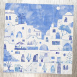 Santorini Greece Watercolor Blue White Scarf<br><div class="desc">A modern blue and white watercolor painting of Oia on the stunning Greek island of Santorini. Original art by Nic Squirrell.</div>