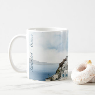 Santorini Greece Watercolor Coffee Mug