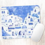 Santorini Greece Watercolor Mouse Pad<br><div class="desc">A watercolor townscape painting of the beautiful Greek island of Santorini. Original art by Nic Squirrell.</div>