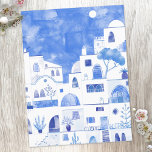 Santorini Greece Watercolor Painting Postcard<br><div class="desc">A modern watercolor painting of the Greek island of Santorini.
Original art by Nic Squirrell.</div>