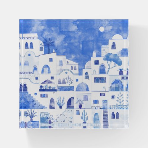 Santorini Greece Watercolor Paperweight