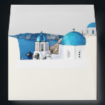 SANTORINI Greece Watercolor Skyline Cream Envelope<br><div class="desc">This envelope features a creamy outside coloring and a watercolor painting of Santorini,  Greece on the inside flap. Easily change the color of the outside of the envelop and add your return address onto the back for easier addressing.</div>