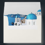SANTORINI Greece Watercolor Skyline Cream Envelope<br><div class="desc">This envelope features a creamy outside coloring and a watercolor painting of Santorini,  Greece on the inside flap. Easily change the color of the outside of the envelop and add your return address onto the back for easier addressing.</div>