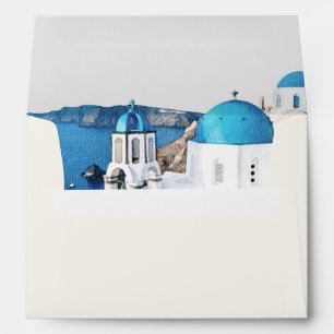 SANTORINI Greece Watercolor Skyline Cream Envelope