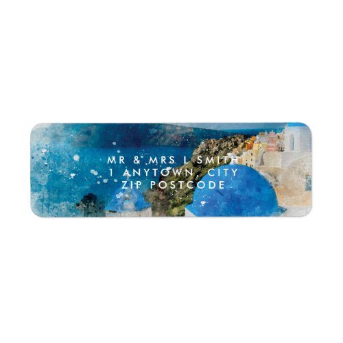 Santorini Greece watercolour return address label