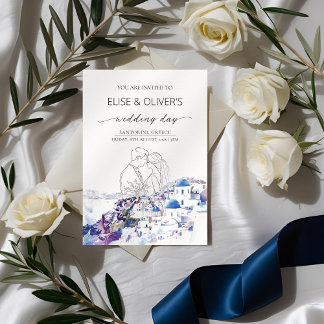 Santorini Greece Wedding Destination Summer Invitation