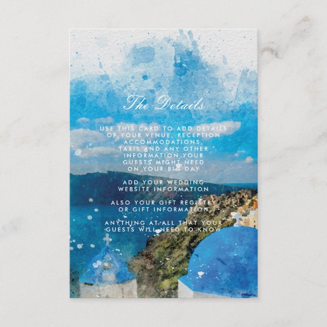 santorini greece wedding details information enclosure card (Front)