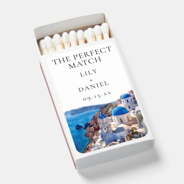 Santorini Greece Wedding Favor Perfect Matchboxes (Front Open)