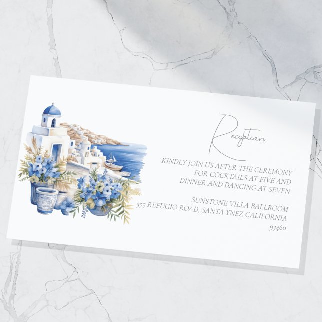 Santorini Greece Wedding Reception Enclosure Card (Creator Uploaded)