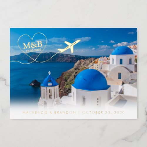 Santorini Greece Wedding Save the Date Postcard