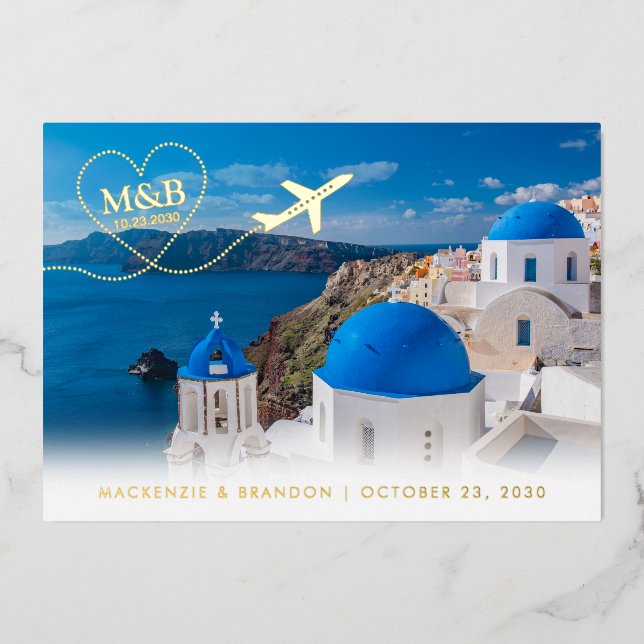 Santorini Greece Wedding Save the Date Postcard (Front)