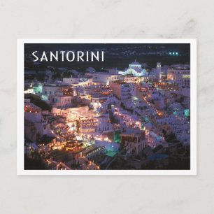Santorini Greek Island at Night Photo Postcard